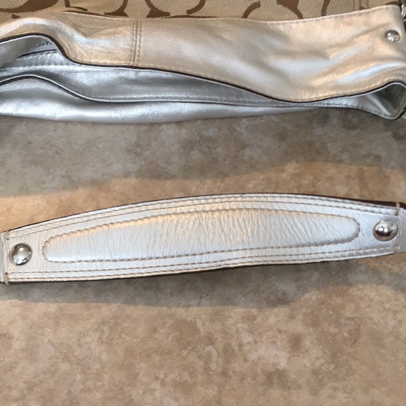 Coach Slouchy Signature Logo Tote Metallic Leather Large Handbag - Picture 8 of 14